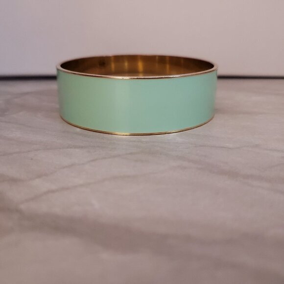 💚 Vintage 2000's 00's Y2K J.Crew Mint Green Enamal Wide Bangle Bracelet 💚 - Picture 2 of 11